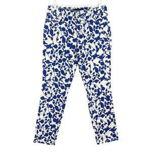 Dana Buchman Women's White Royal Blue Floral‎ Denim Jeans Size 10 Stretch Skinny